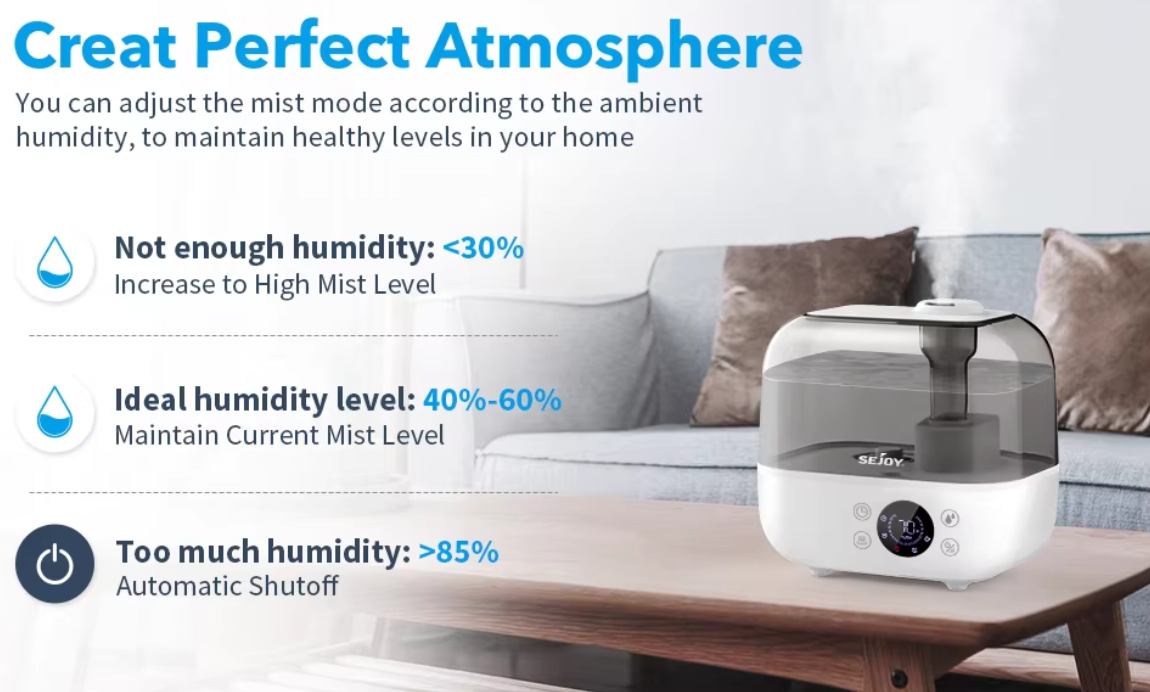 Humidificador de Aire Sejoy Ultrasónico 5L con Aromaterapia