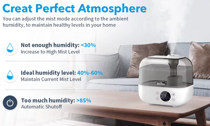 Humidificador de Aire Sejoy Ultrasónico 5L con Aromaterapia
